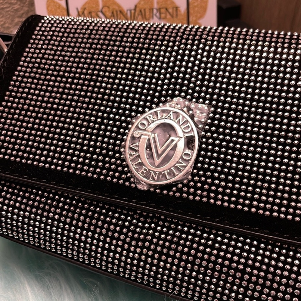 NWT Valentino Orlandi Black and Silver Crossbody Bag - Picture 5 of 10